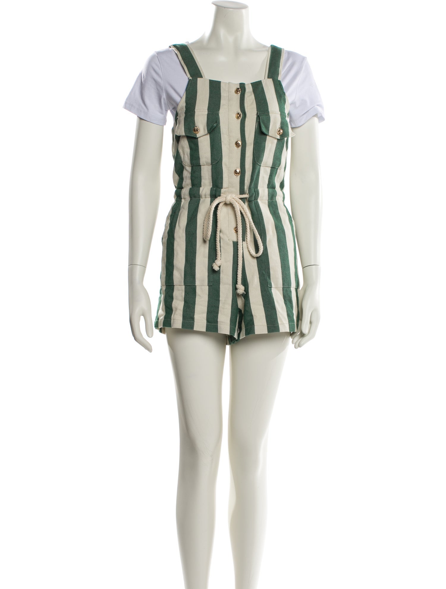 Miguelina Striped Square Neckline Romper