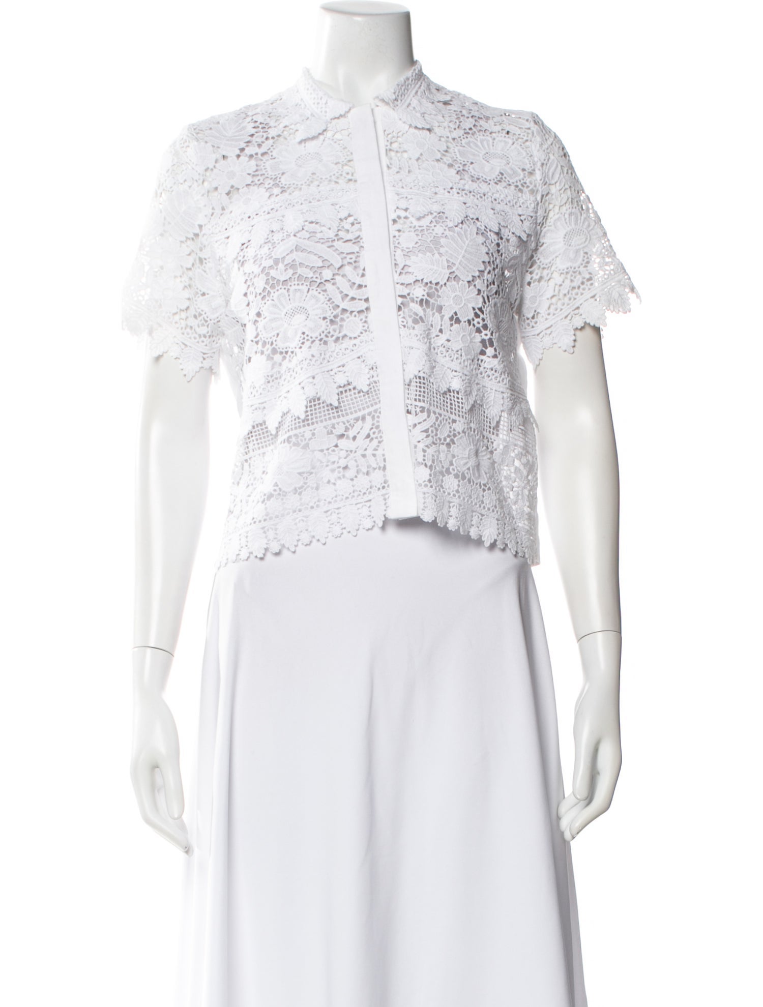 Miguelina Linen Lace Pattern Blouse