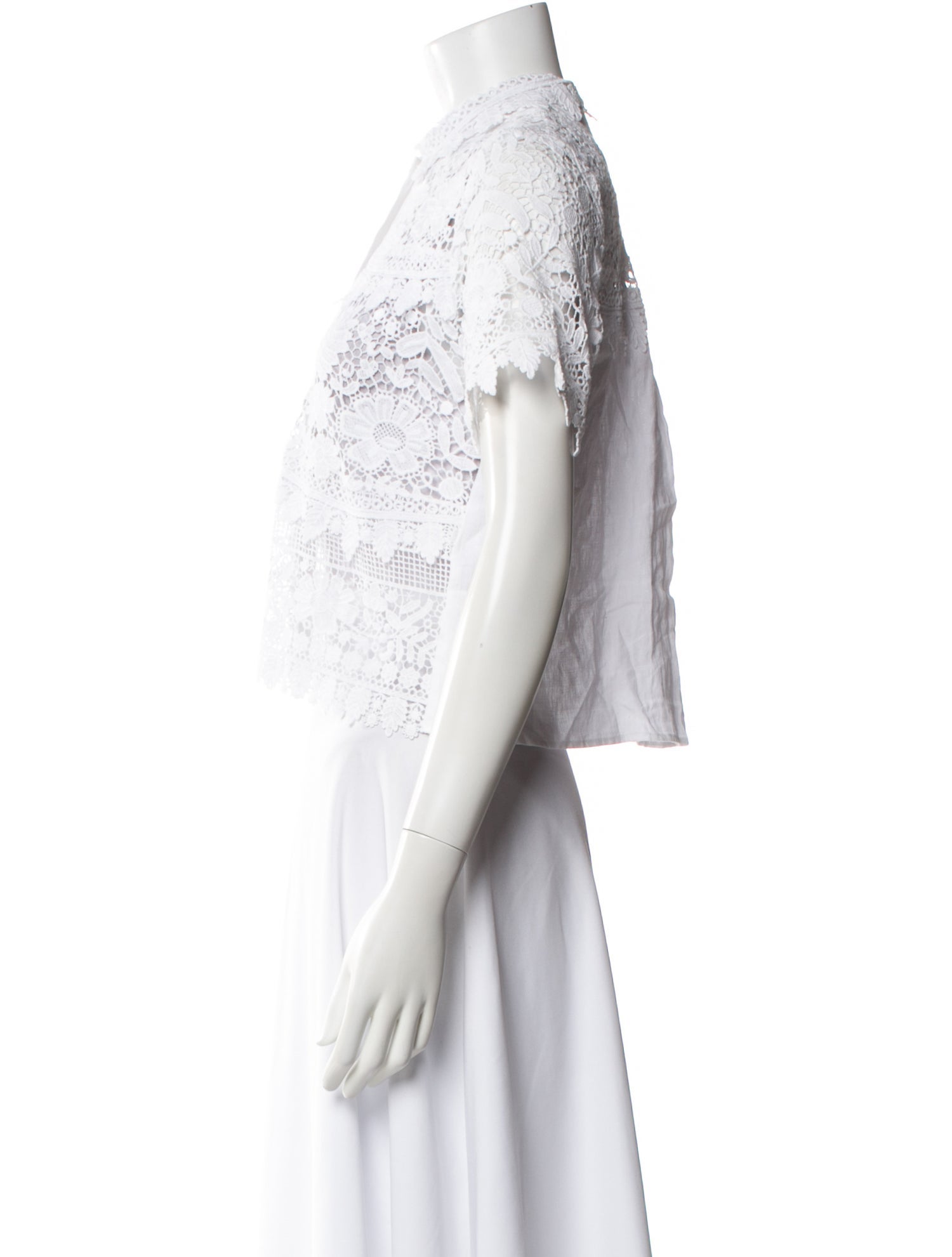 Miguelina Linen Lace Pattern Blouse