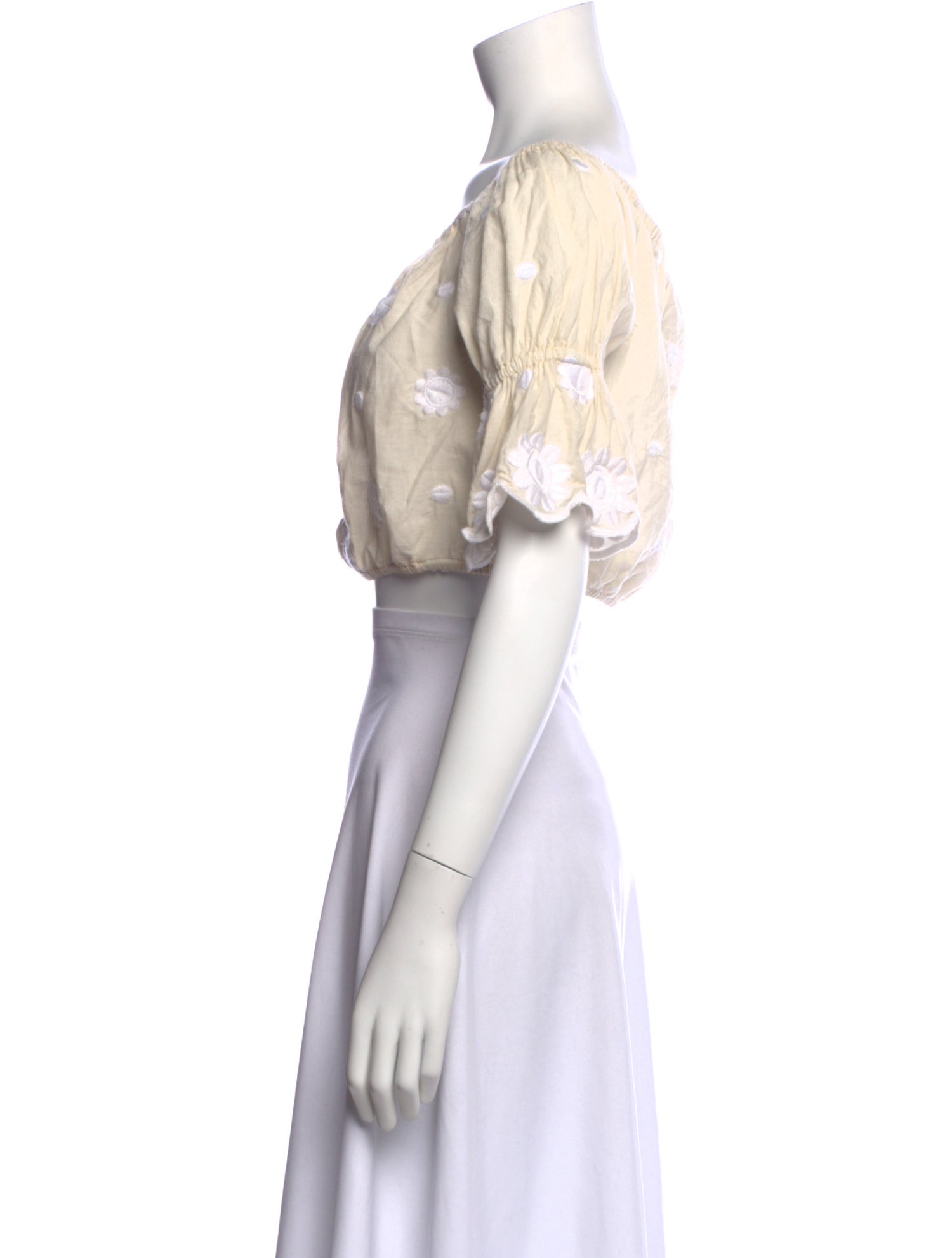 Miguelina Floral Print Off-The-Shoulder Crop Top