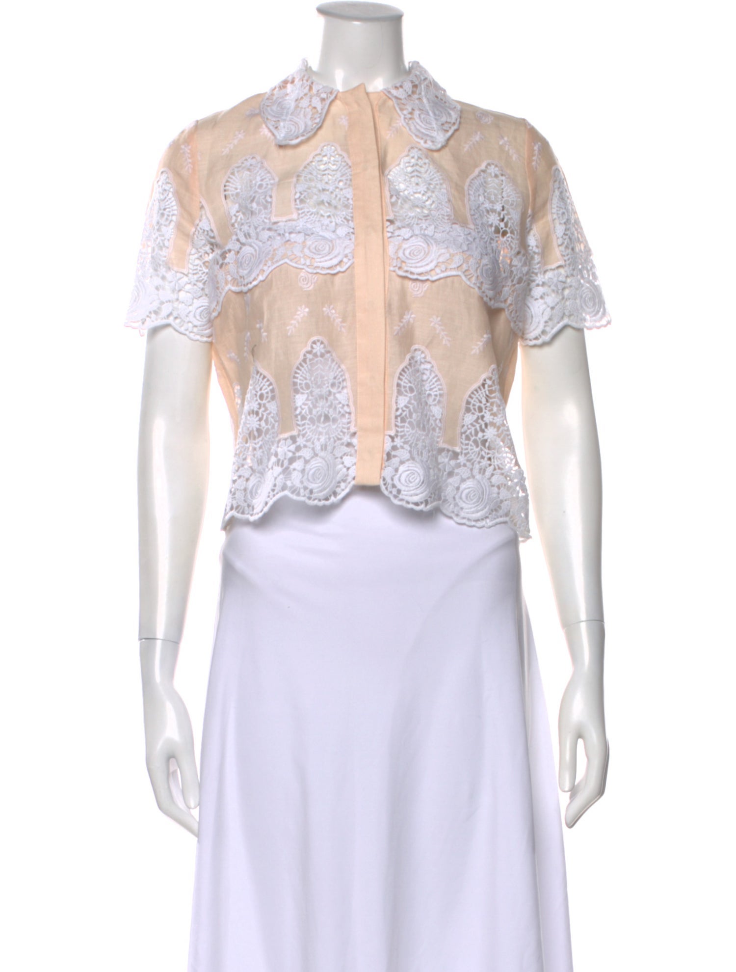 Miguelina Linen Lace Pattern Blouse