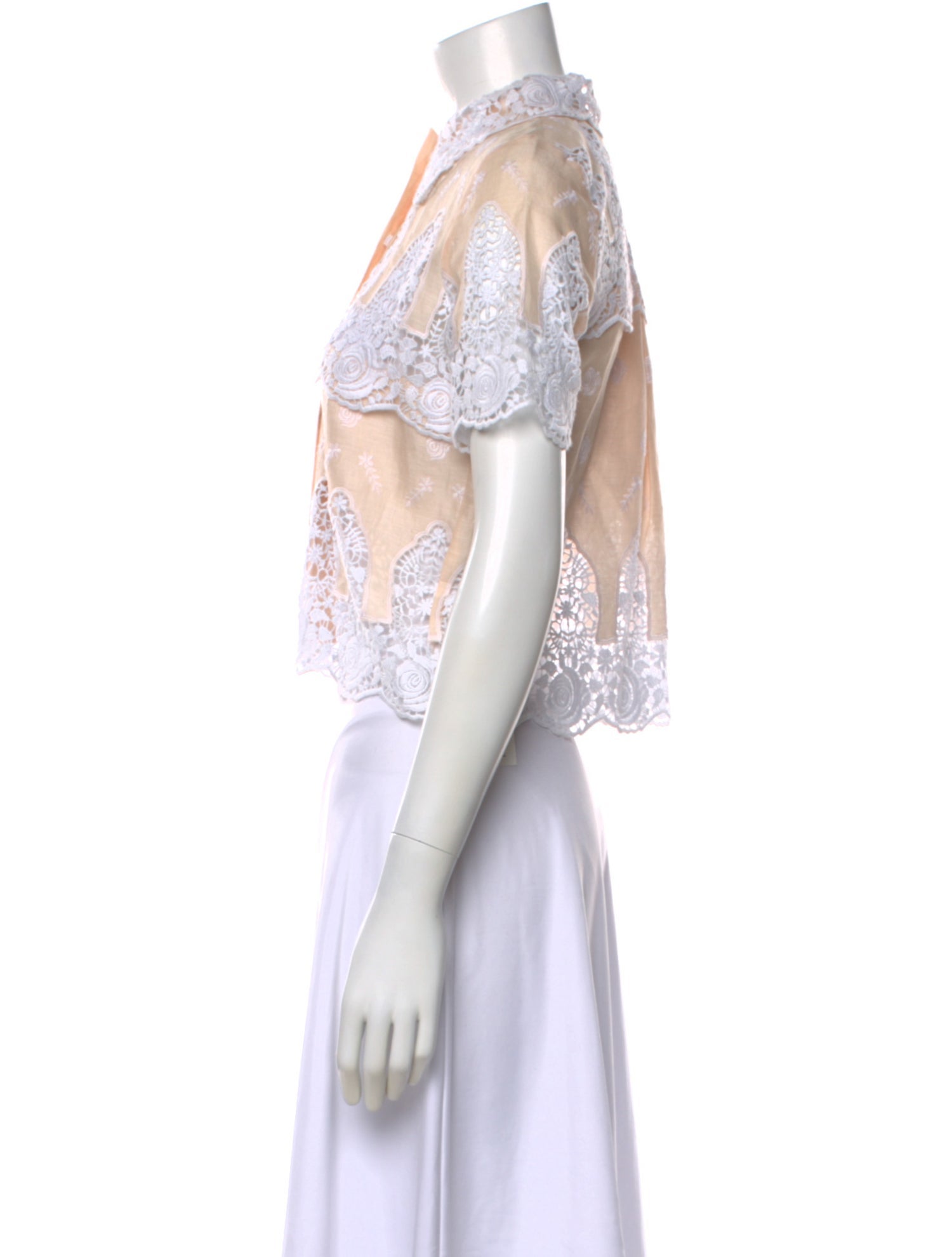 Miguelina Linen Lace Pattern Blouse