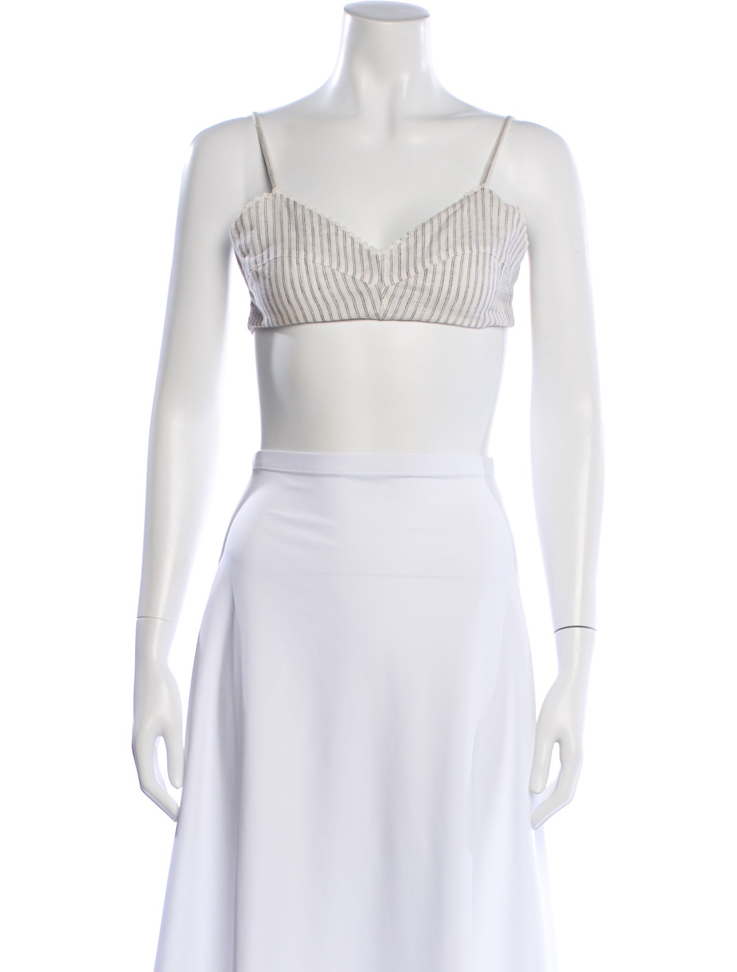 Miguelina Linen Striped Crop Top