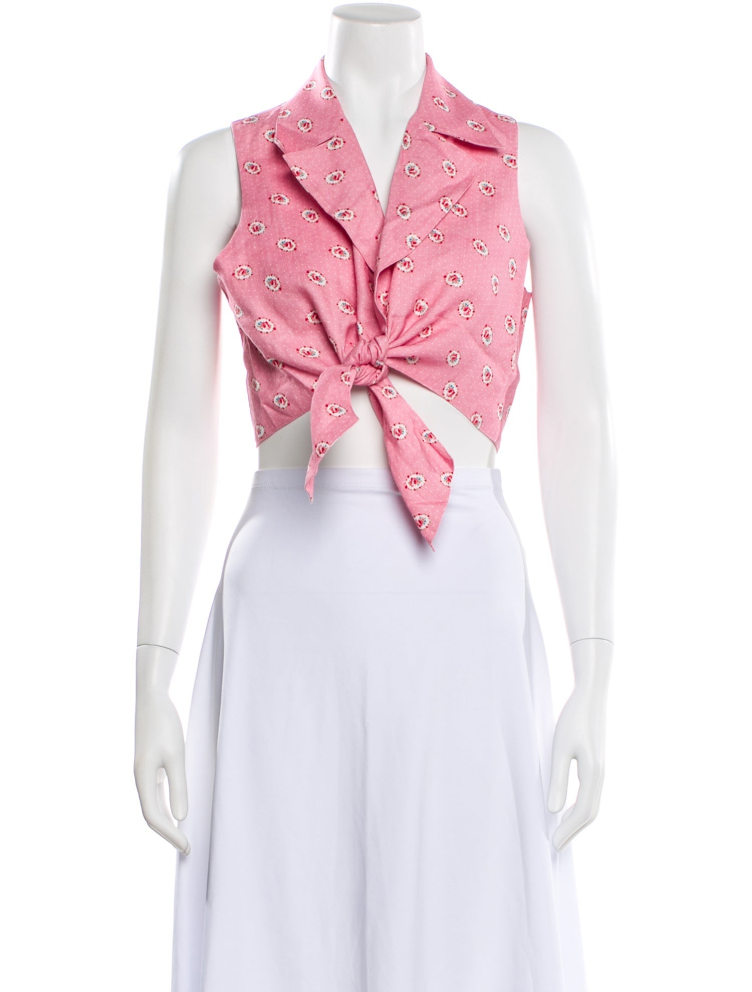 Miguelina Linen Floral Print Crop Top