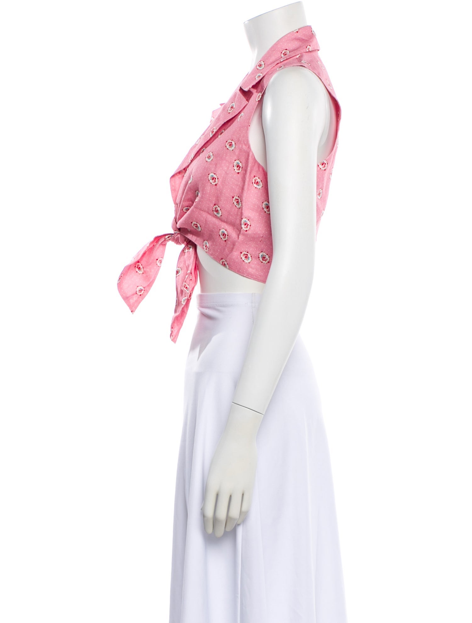 Miguelina Linen Floral Print Crop Top