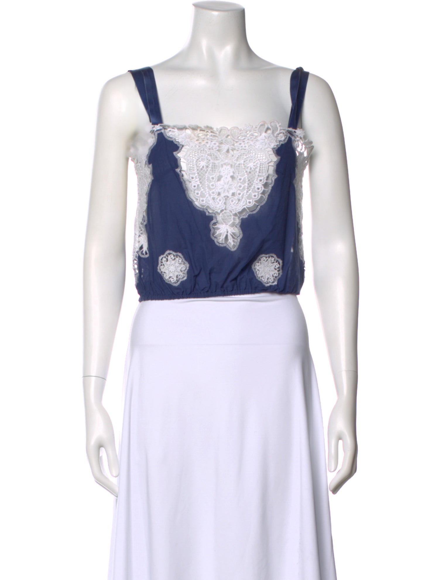 Miguelina Lace Pattern Square Neckline Top