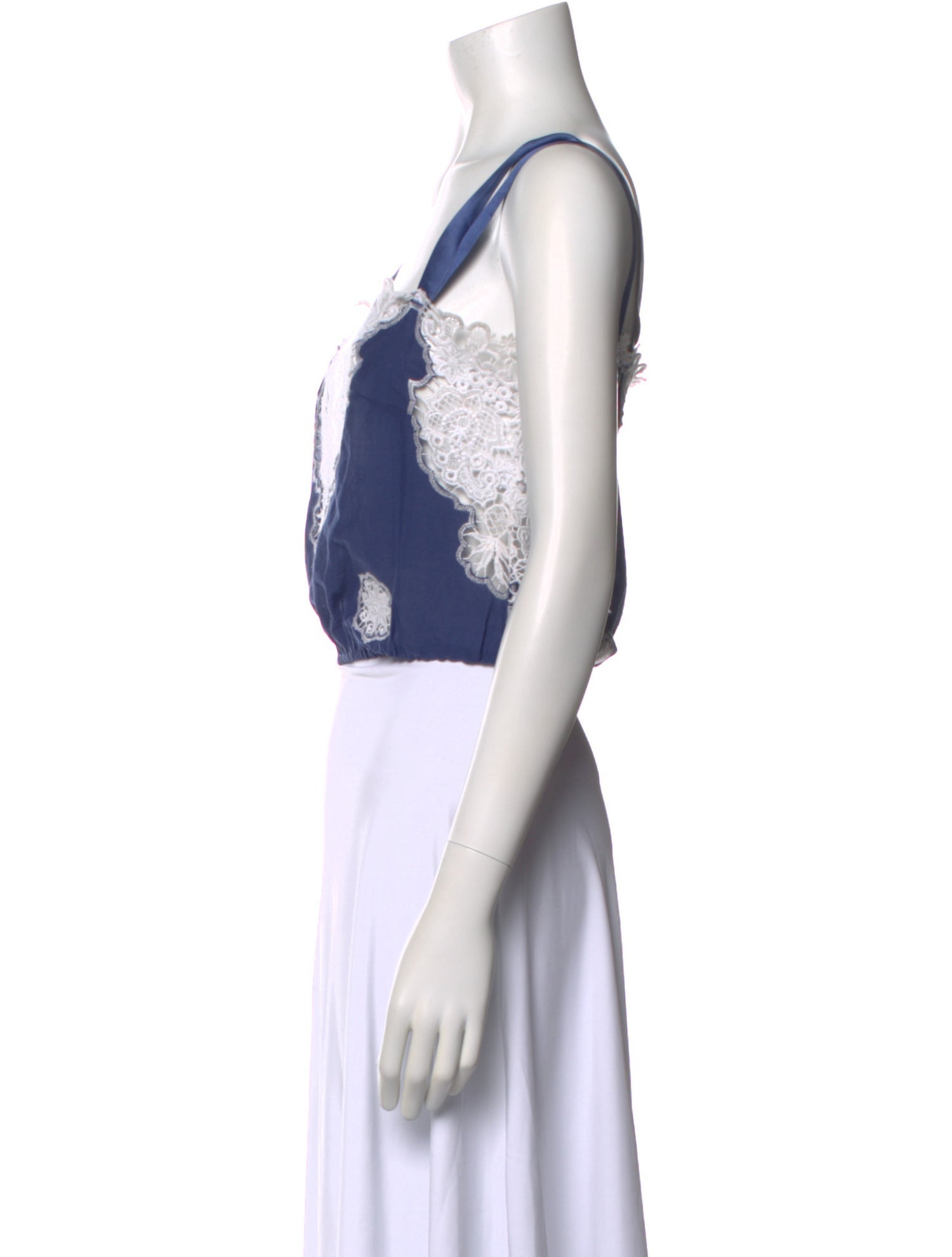 Miguelina Lace Pattern Square Neckline Top