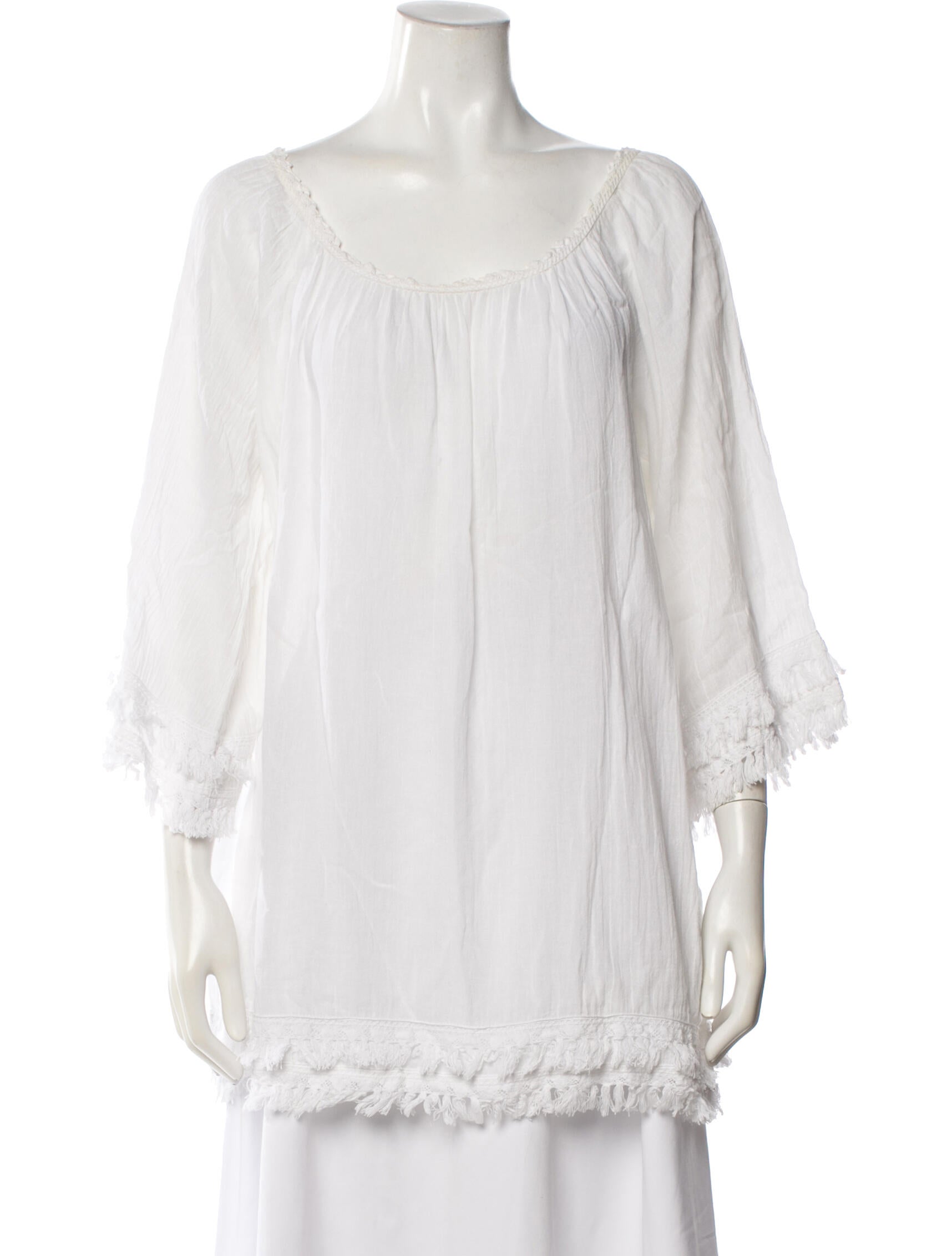 Miguelina Scoop Neck Three-Quarter Sleeve Blouse
