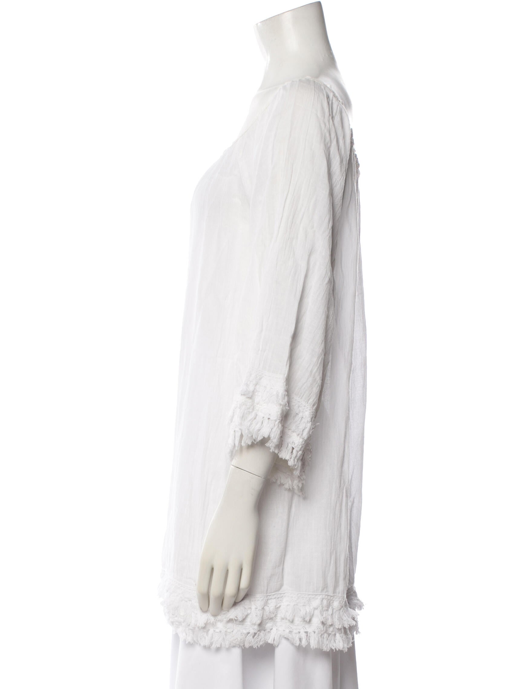 Miguelina Scoop Neck Three-Quarter Sleeve Blouse