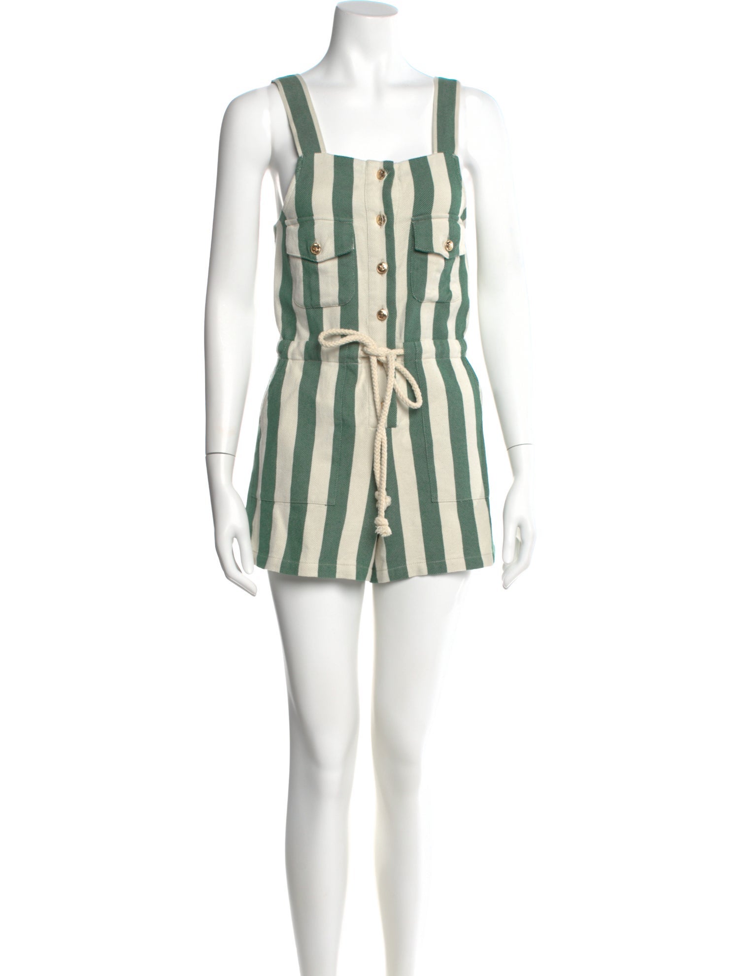 Miguelina Striped Square Neckline Romper