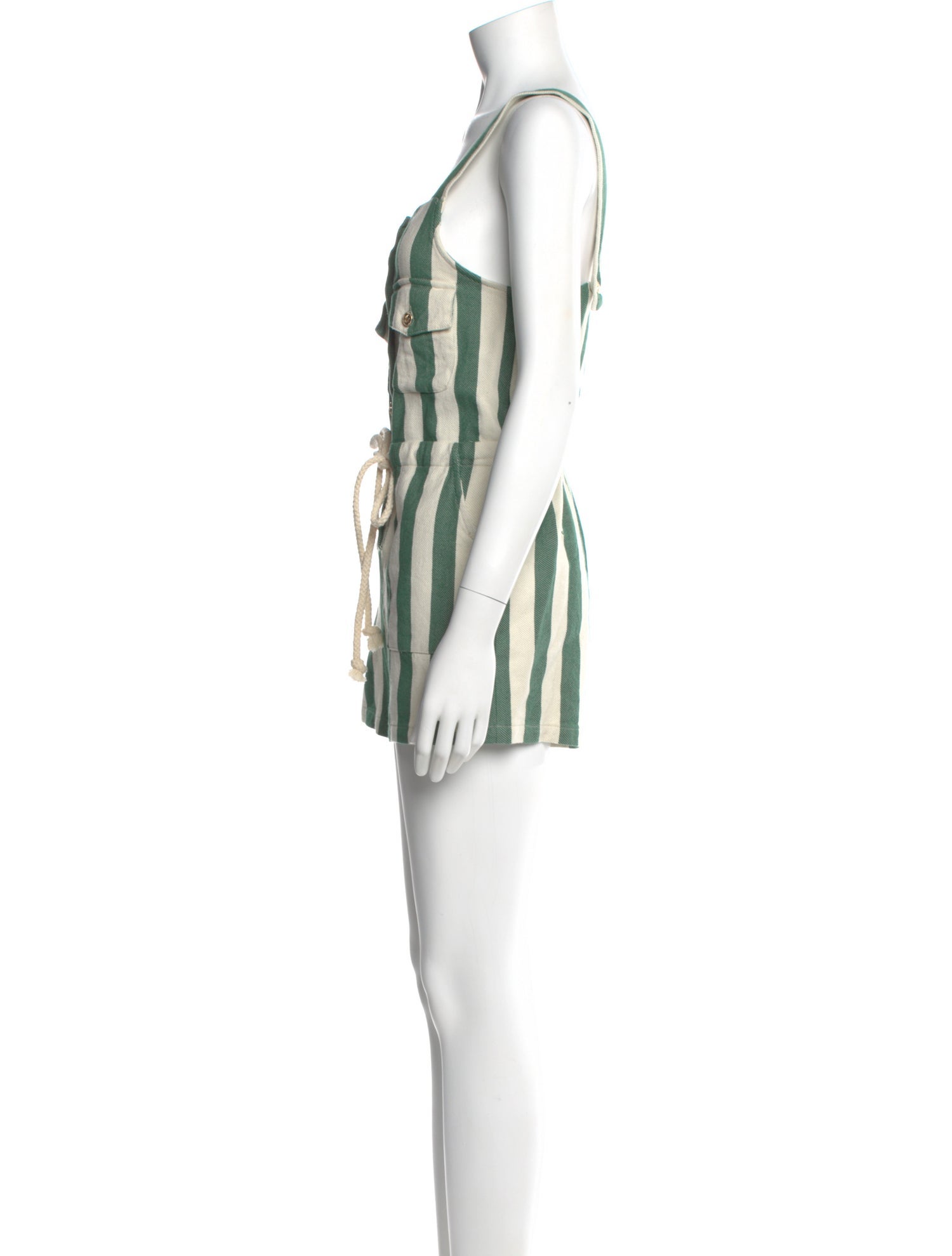 Miguelina Striped Square Neckline Romper