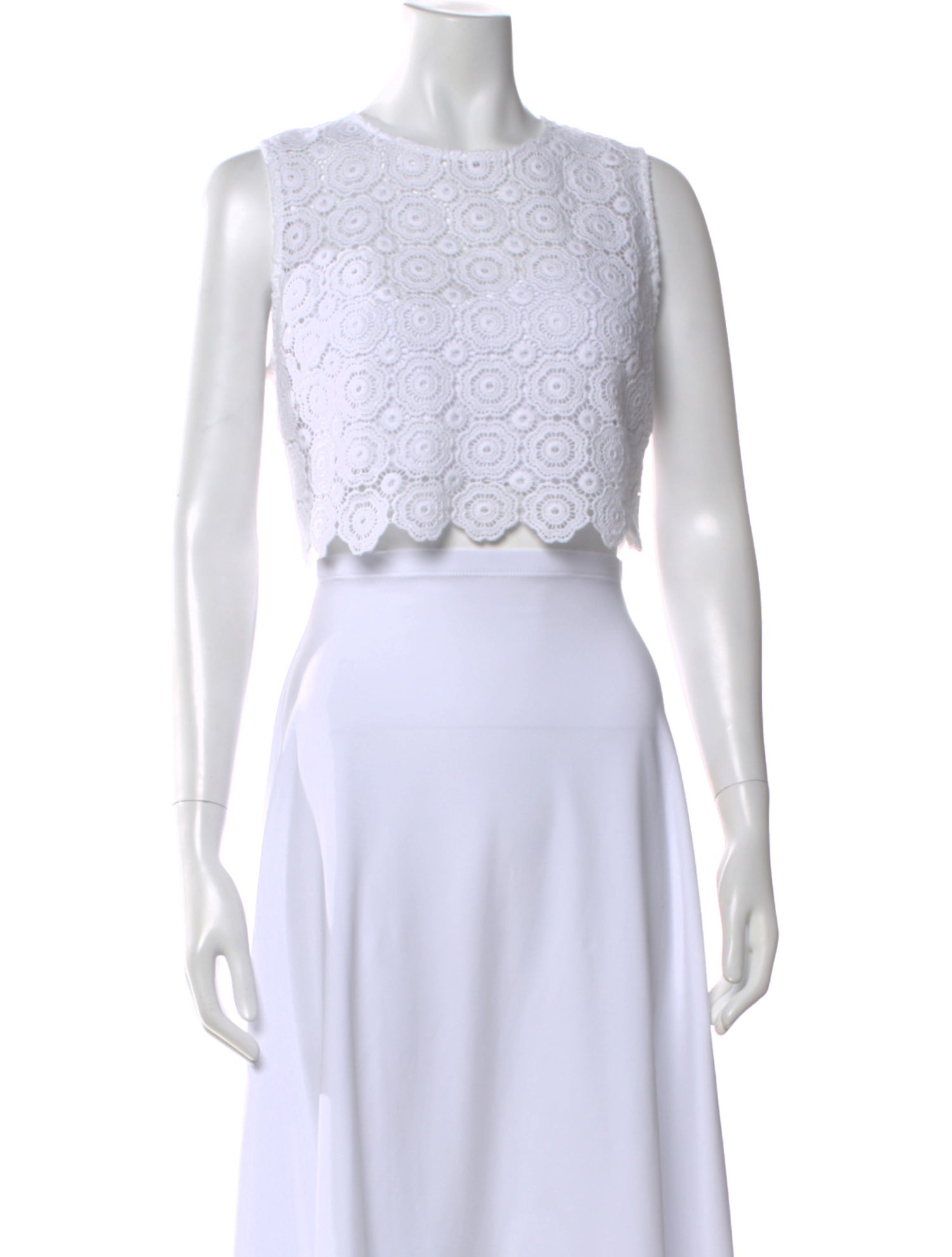 Miguelina Lace Pattern Crew Neck Crop Top w/ Tags