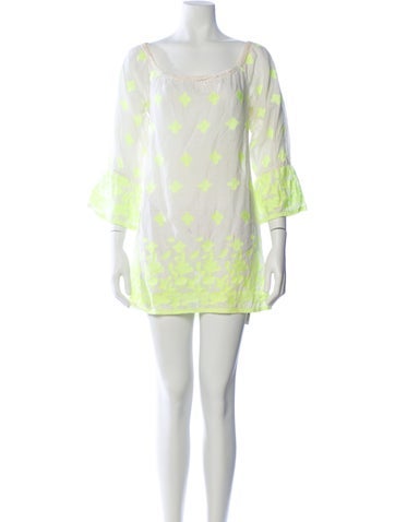 Pre-owned Miguelina Printed Mini Dress In White