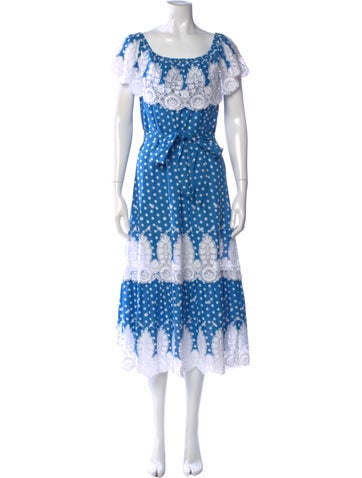 Pre-owned Miguelina Polka Dot Print Long Dress In Multi