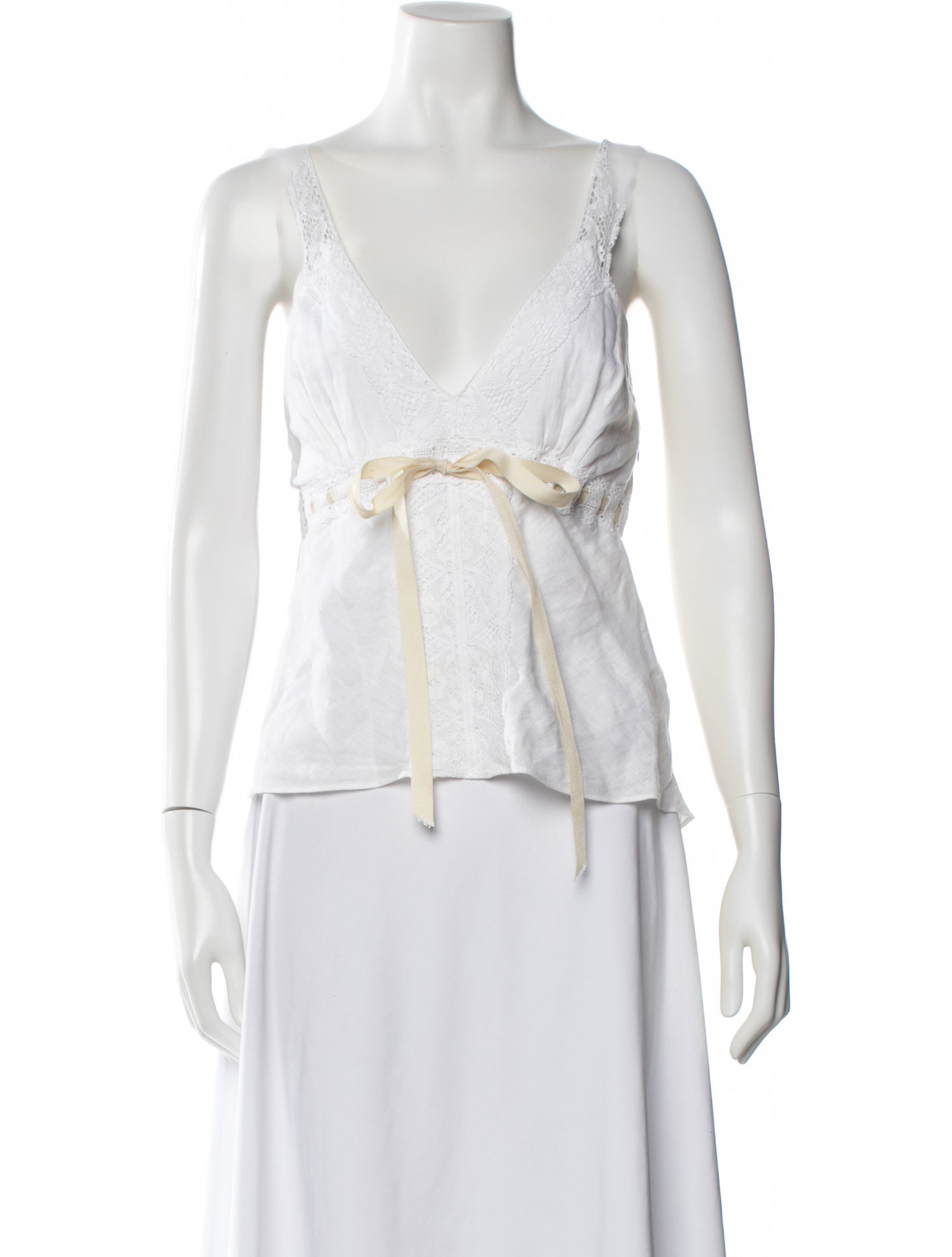 Miguelina Linen V-Neck Blouse