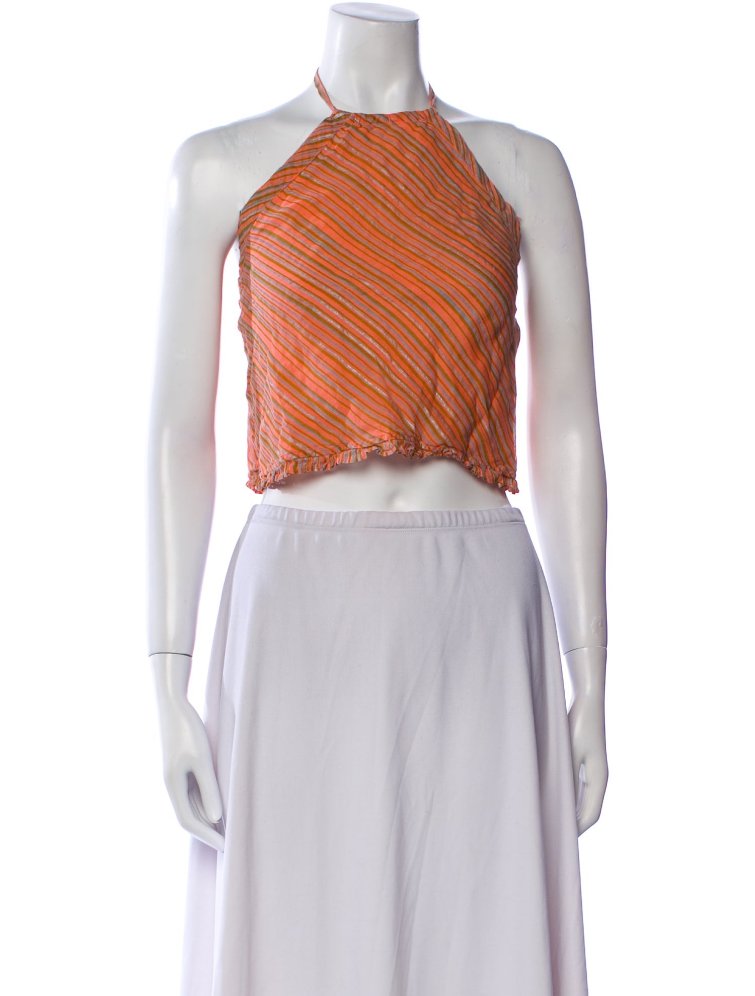 Muriel Brandolini Silk Striped Crop Top