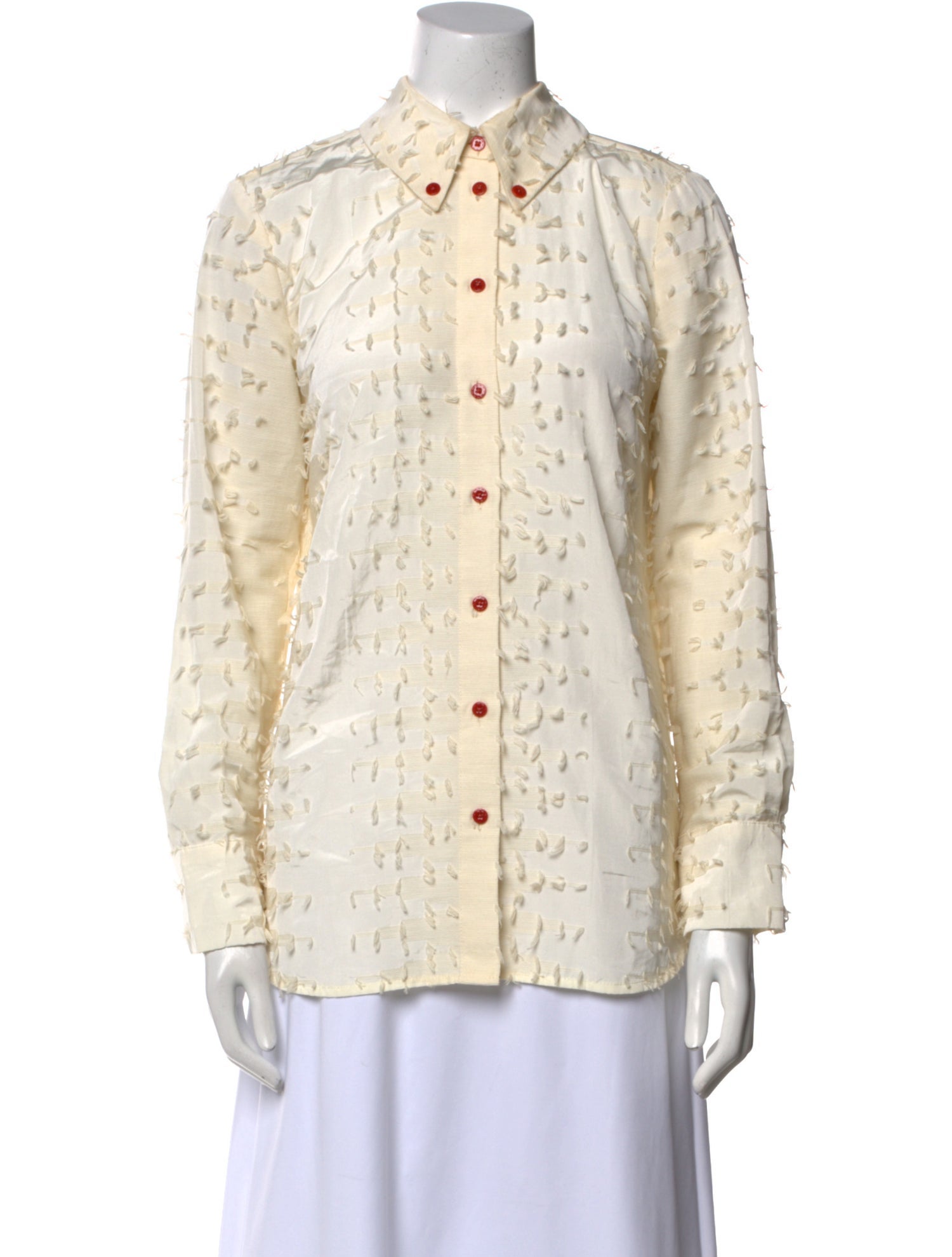 Mugler Trade Mark Printed Long Sleeve Button-Up Top