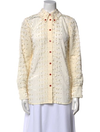 Mugler Trade Mark Printed Long Sleeve Button-Up Top