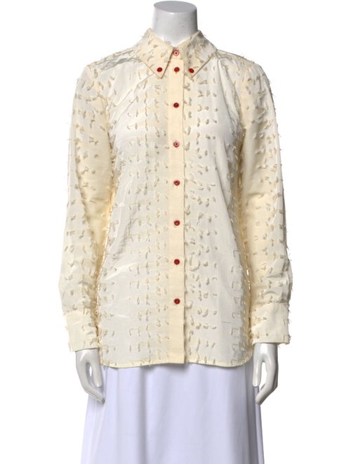 Mugler Trade Mark Printed Long Sleeve Button-Up Top
