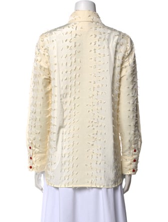 Mugler Trade Mark Printed Long Sleeve Button-Up Top