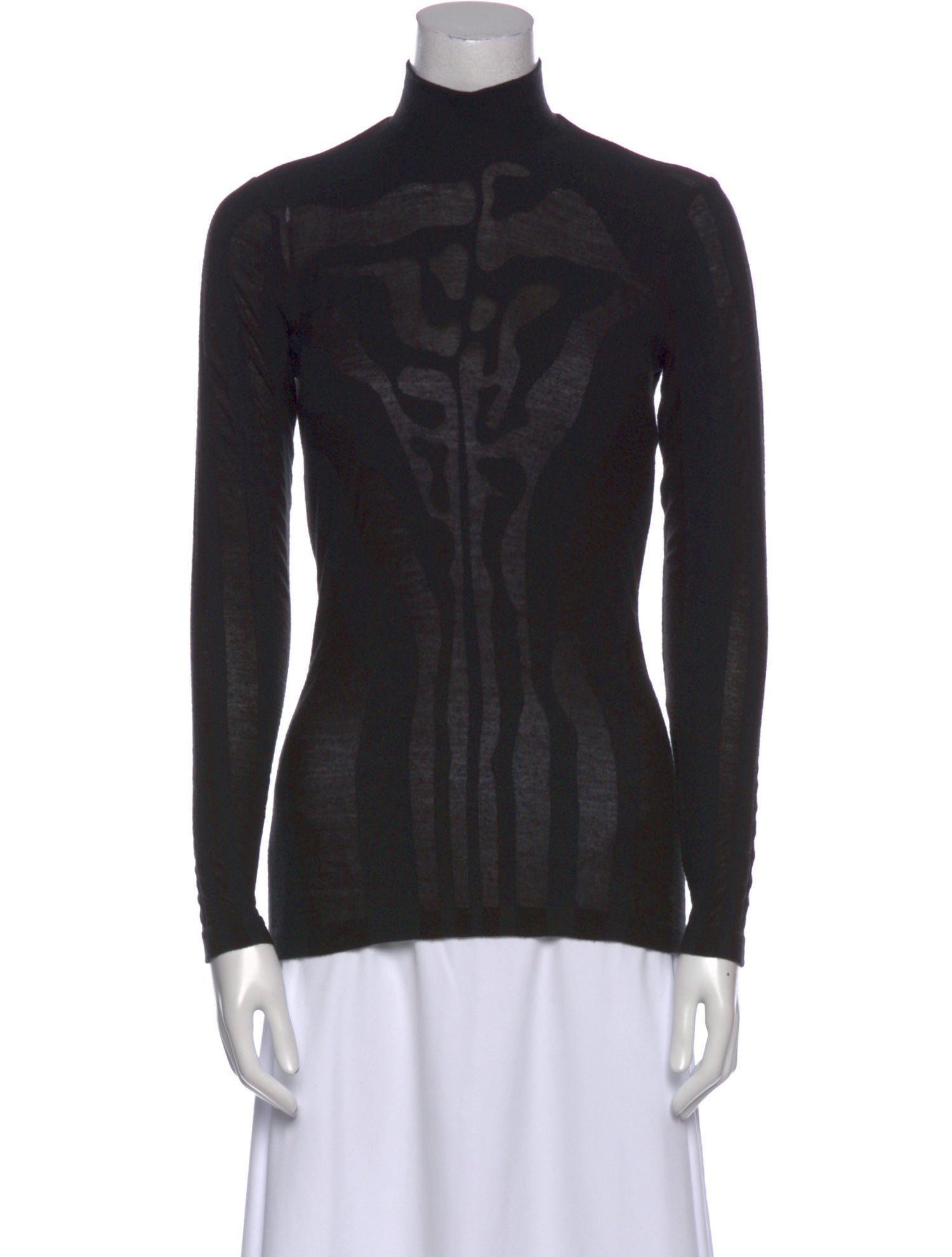 Mugler Trade Mark Mock Neck Long Sleeve Top