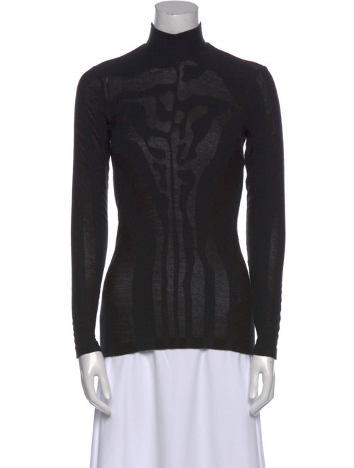 Mugler Trade Mark Mock Neck Long Sleeve Top