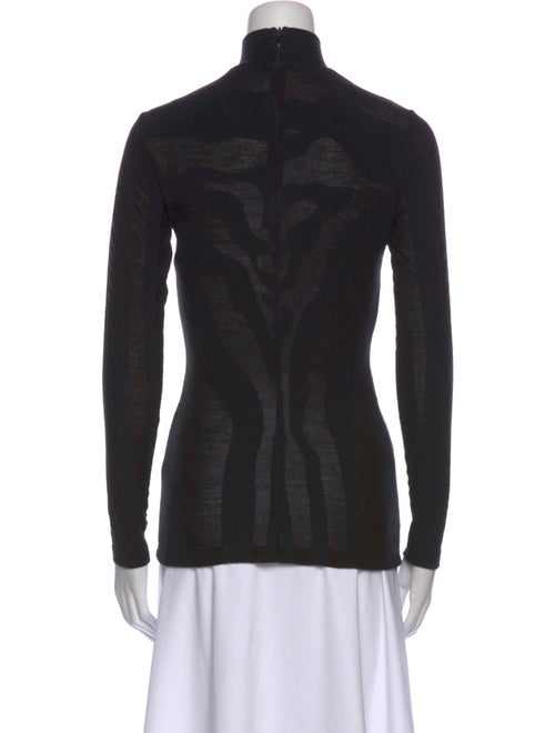 Mugler Trade Mark Mock Neck Long Sleeve Top