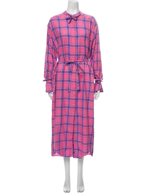 Munthe Plaid Print Midi Length Dress Pink