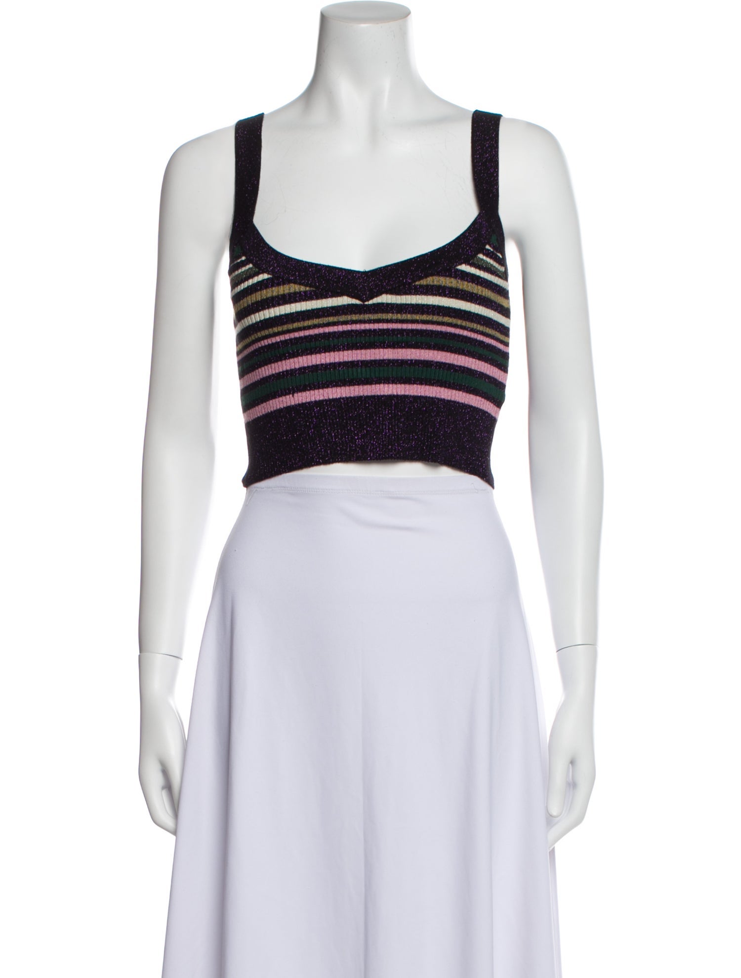 Munthe Striped Scoop Neck Crop Top