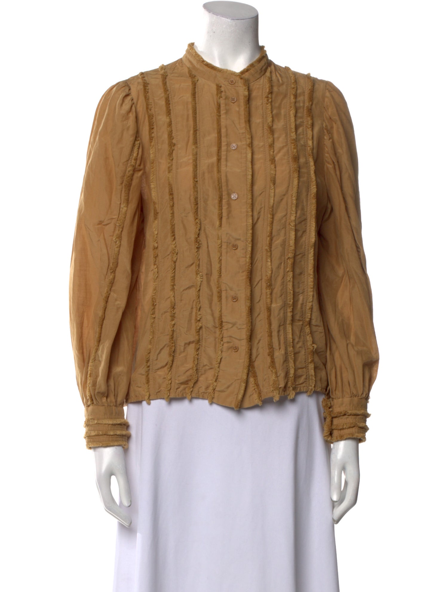 Munthe Mock Neck Long Sleeve Button-Up Top