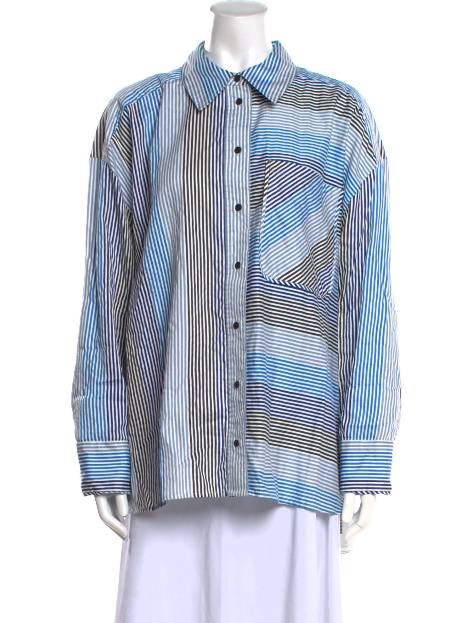 Munthe Striped Long Sleeve Button-Up Top