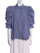 Munthe Striped Three-Quarter Sleeve Button-Up Top