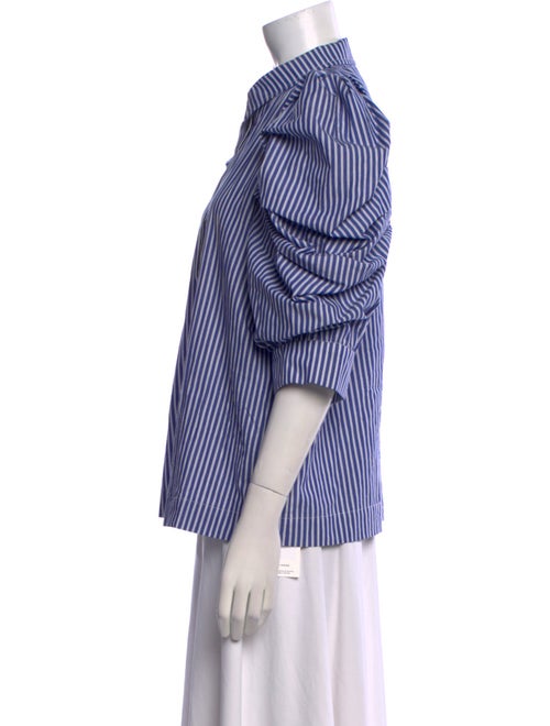 Munthe Striped Three-Quarter Sleeve Button-Up Top
