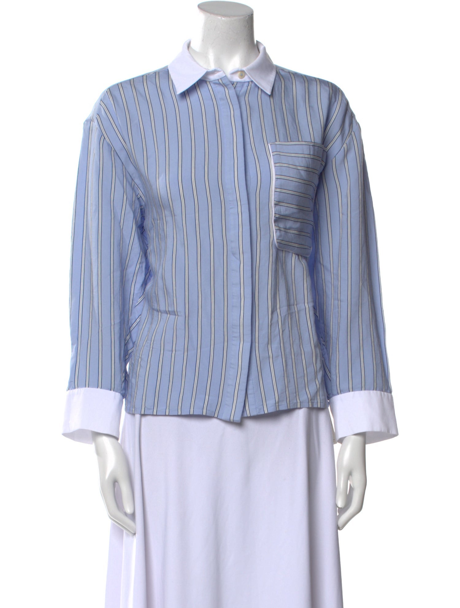 Munthe Striped Long Sleeve Button-Up Top