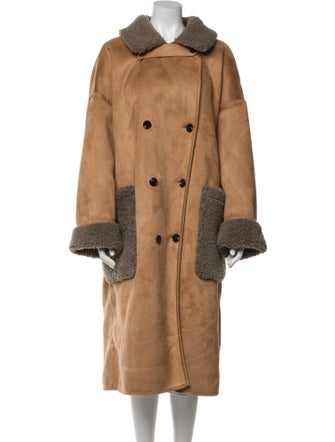 Munthe Colorblock Pattern Faux Fur Coat