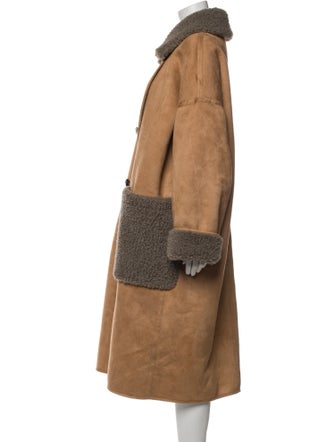 Munthe Colorblock Pattern Faux Fur Coat