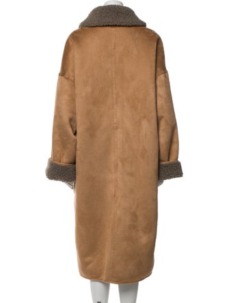 Munthe Colorblock Pattern Faux Fur Coat