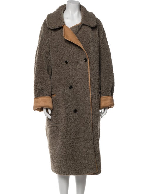 Munthe Colorblock Pattern Faux Fur Coat