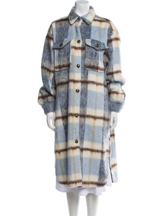 Munthe Wool Plaid Print Trench Coat
