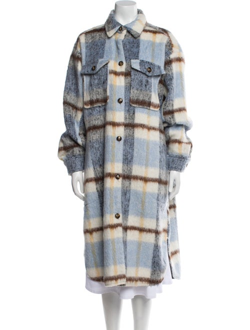 Munthe Wool Plaid Print Trench Coat