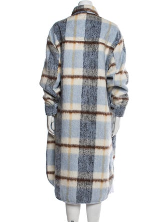 Munthe Wool Plaid Print Trench Coat