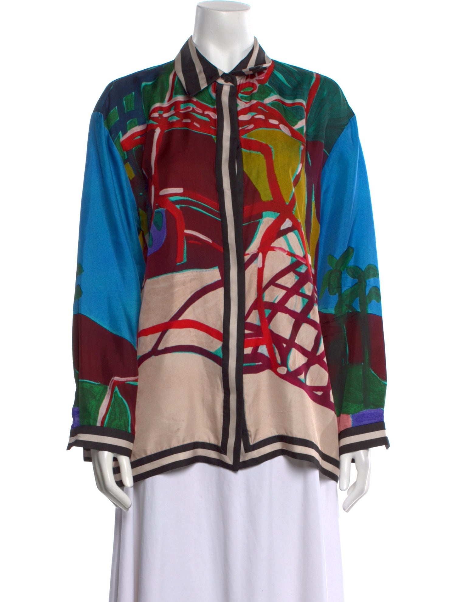 Munthe Silk Printed Button-Up Top