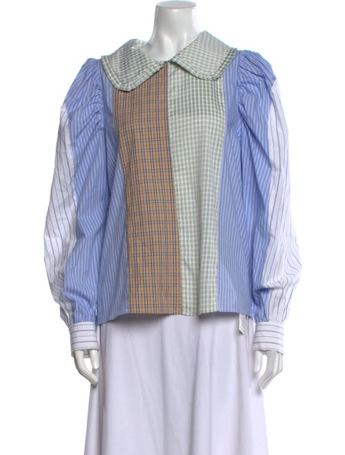 Munthe Plaid Print Long Sleeve Button-Up Top