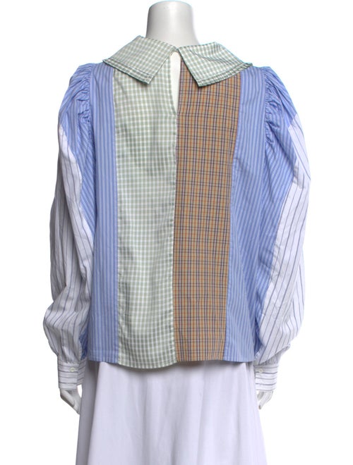 Munthe Plaid Print Long Sleeve Button-Up Top