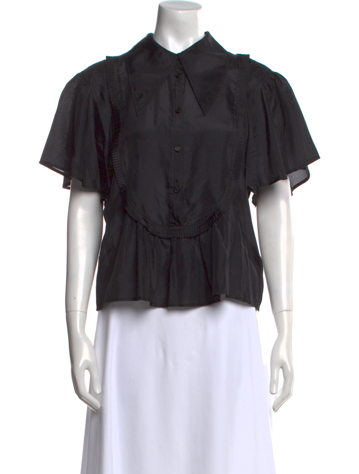 Munthe Silk Short Sleeve Button-Up Top