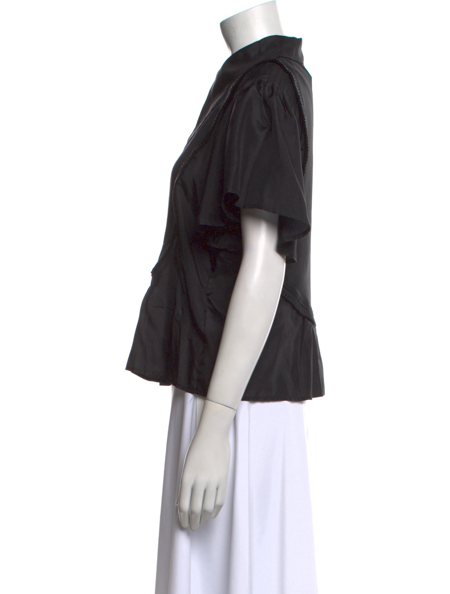 Munthe Silk Short Sleeve Button-Up Top