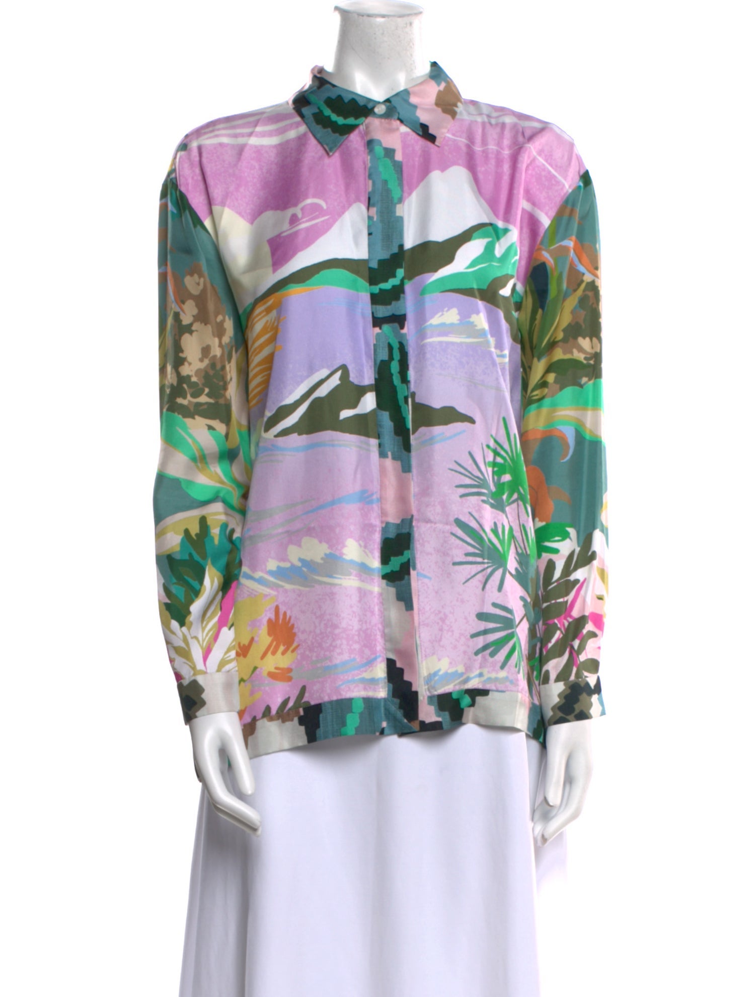 Munthe Silk Printed Button-Up Top