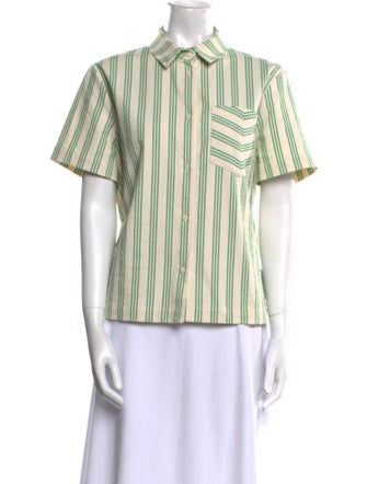 Munthe Striped Short Sleeve Button-Up Top