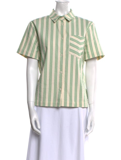 Munthe Striped Short Sleeve Button-Up Top