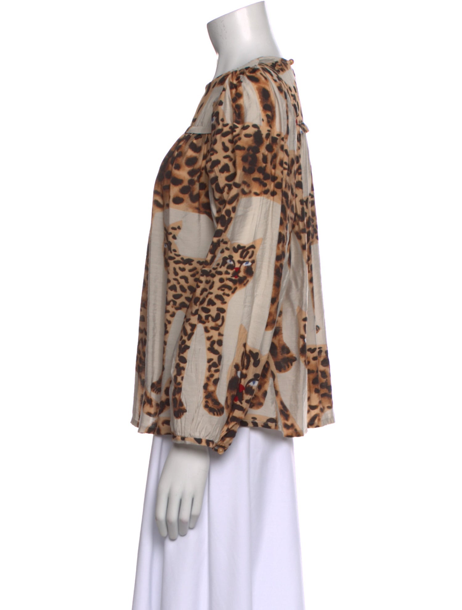 Munthe Animal Print Scoop Neck Blouse